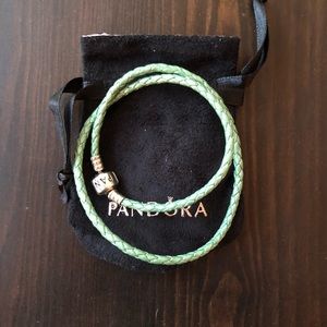 PANDORA Seafoam Double Leather Bracelet